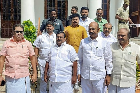 INDIA alliance members walkout of the Puducherry Assembly